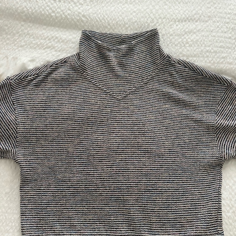 Madewell Striped Pullover Turtleneck Top Rainbow Rib Cropped